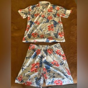 PUMA x Nassau Golf Polo and Golf Shorts White/Hot Coral